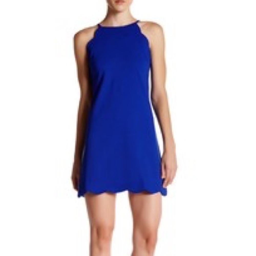 LOVE…ADY BLUE DRESS WITH SCALLOPED DETAILS